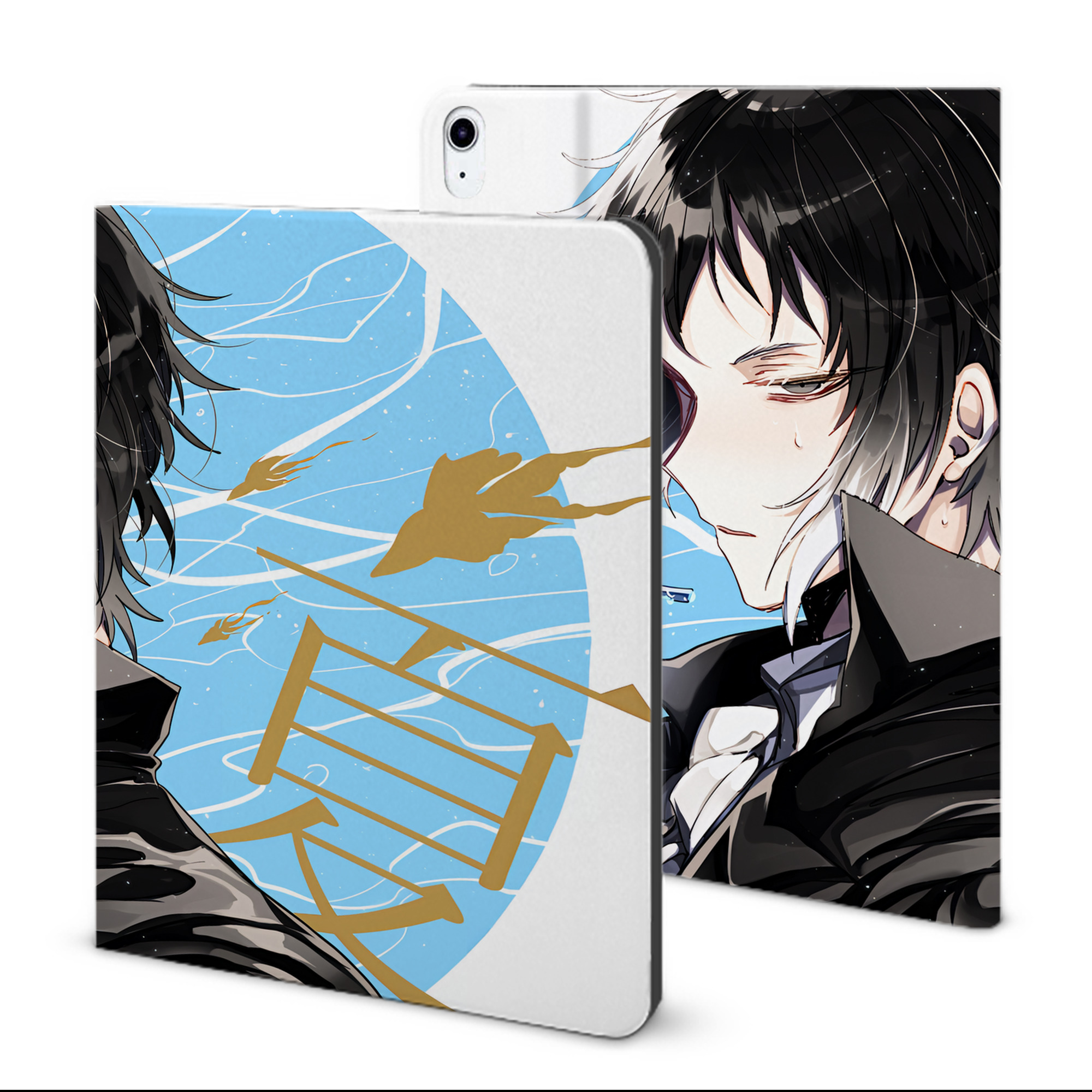 （画像用） 文豪ストレイドッグス Bungo Stray Dogs IPad ケース ブック型 PUレザー TPU 耐衝撃 軽量 薄型 ペン収納なし 全面保護 IPad 各モデル対応